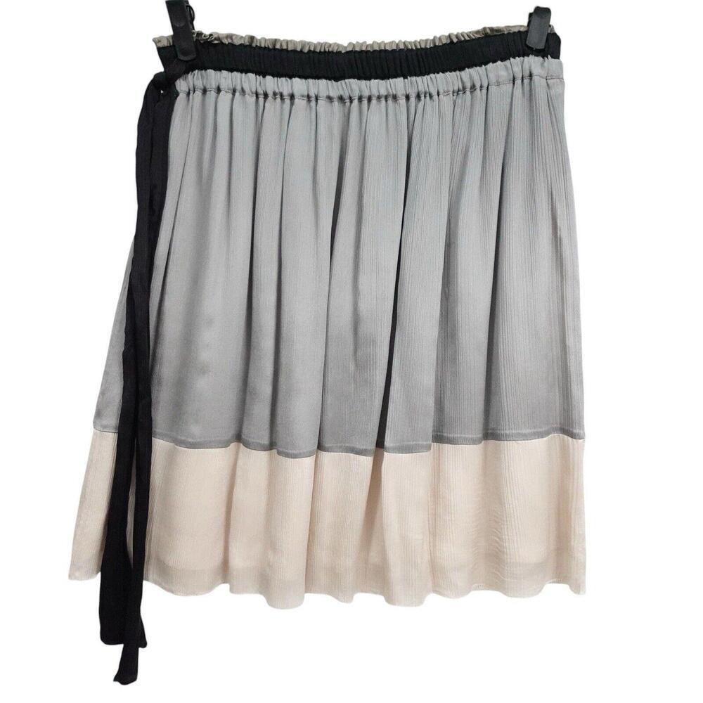 Hoss intropia Chiffon Color Block Flirty Shimmery A Line Belted Silk Skirt S 4